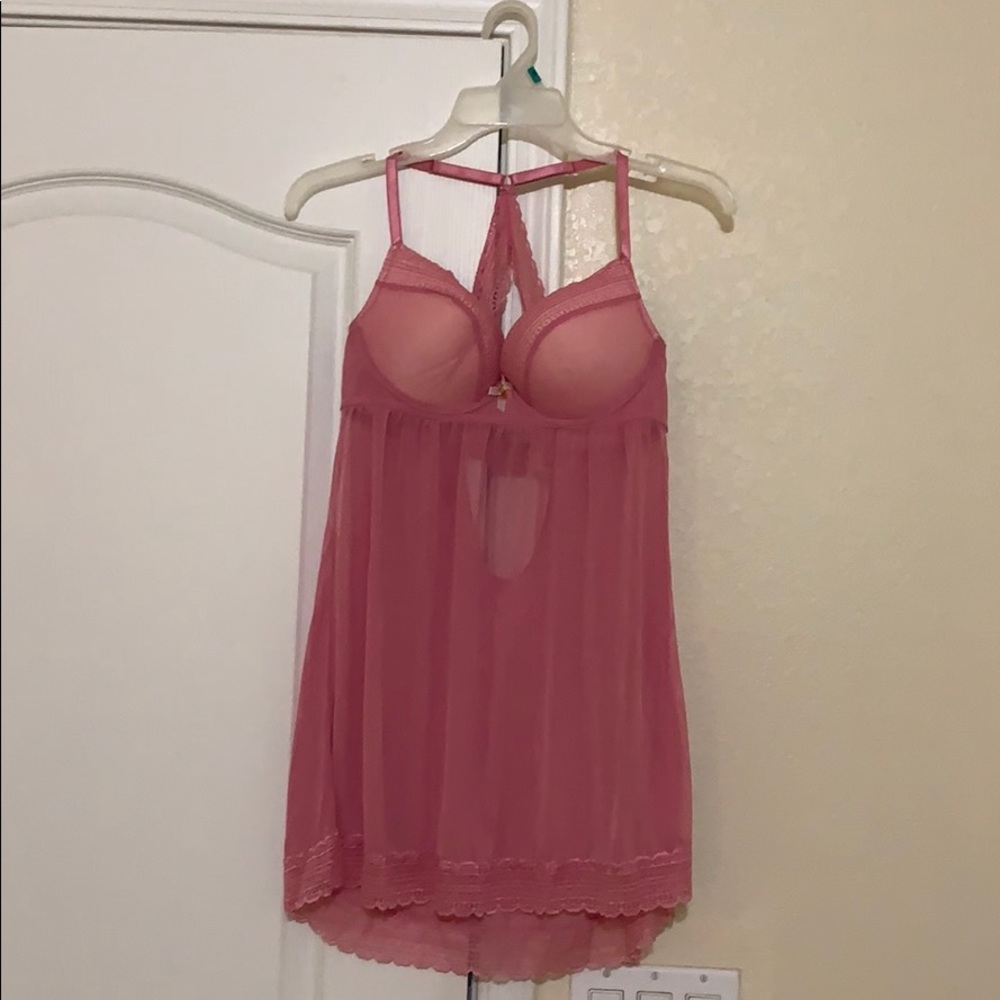 Jessica Simpson Lace Mesh Babydoll. Mauve size: M